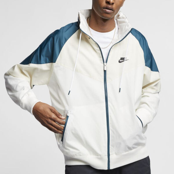 Куртка Nike Sportswear Wind Runner Colorblock hooded Long Sleeves Jacket Green White, зеленый — фото 2
