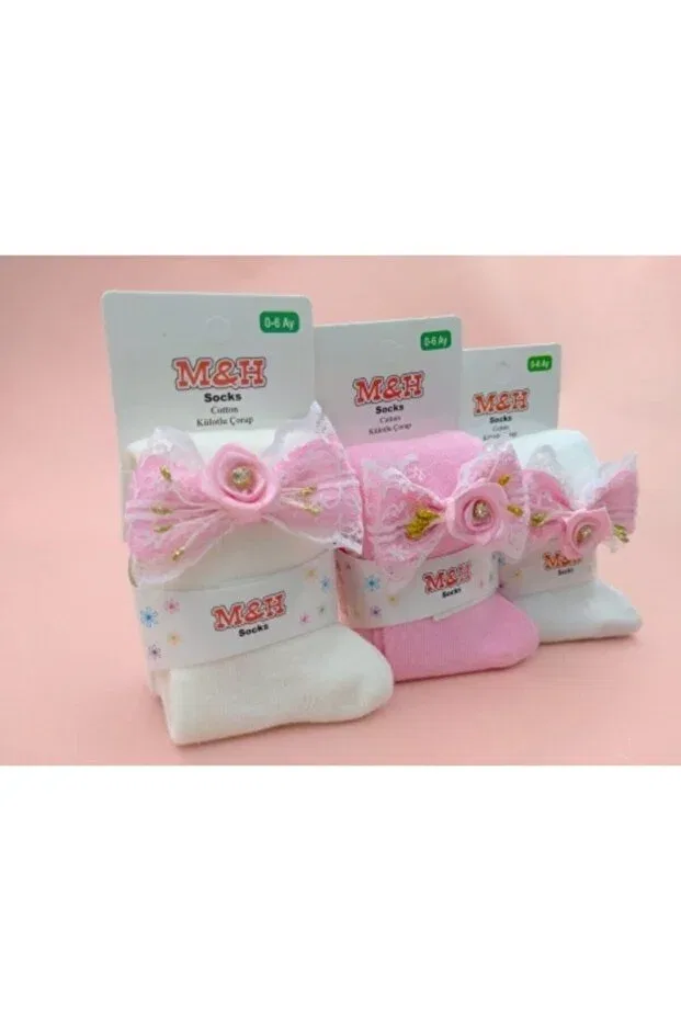 Детские колготки для девочек хлопковые комплект 3 шт Bukawear, Ecru - Pink - White