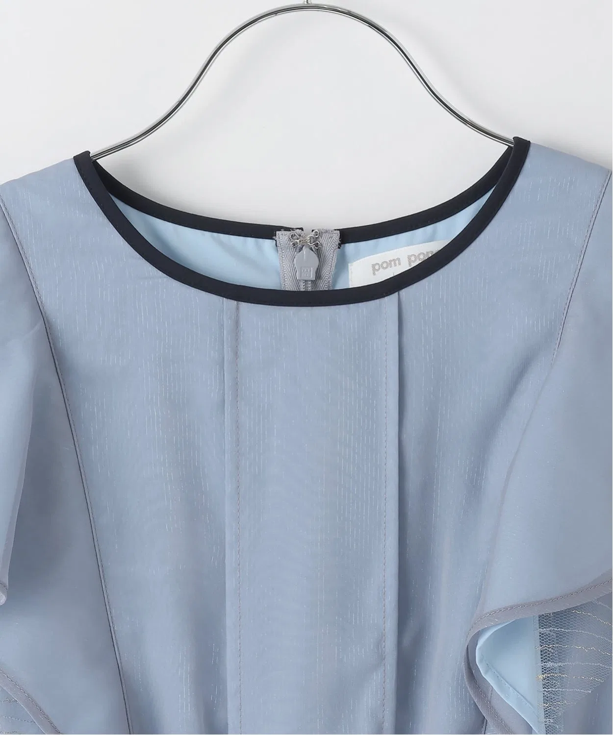 Детское платье-рубашка с блестками, без рукавов, pom ponette junior, Light Blue — фото 3