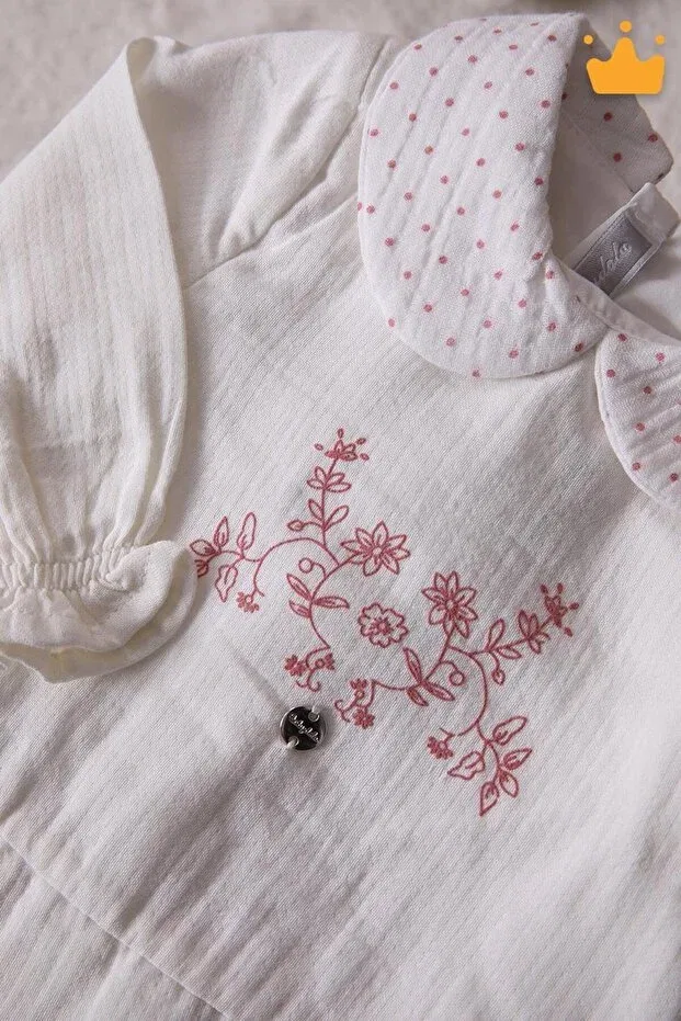 Детское платье для девочек хлопковое Muslin baby girl holiday long sleeve dress 15178 Babydola, Ecru — фото 4