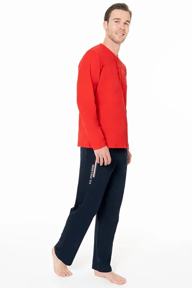 Мужской комплект пижам из хлопка с длинным рукавом U.S. Polo Assn., Red — фото 2