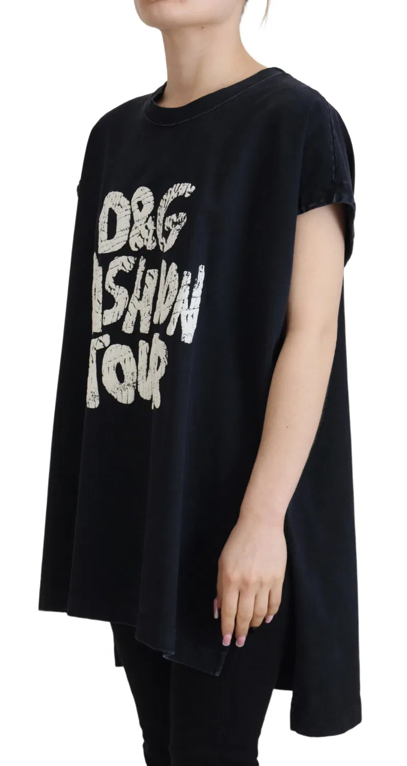 Женская футболка с коротким рукавом и круглым вырезом Black D&G Fashion Dolce & Gabbana, черный — фото 2