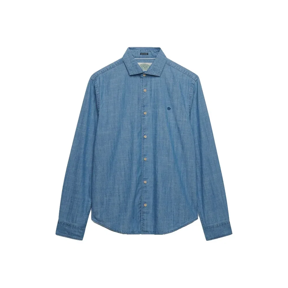 Мужская рубашка из шабре с длинным рукавом Superdry, Blue — фото 3