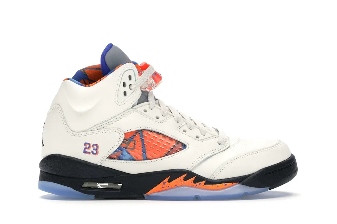 Детские кроссовки Lifestyle с принтом Jordan 5 Retro, Sail/Racer Blue-Cone-Black