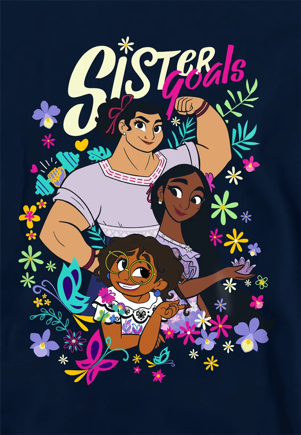 Детский худи с принтом Encanto Mirabel, Isabela and Luisa Have Sister Goals Disney, Navy — фото 2