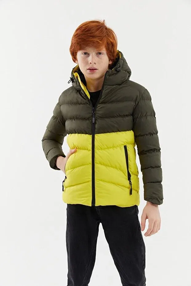 Детское пальто для девочек с капюшоном River Green, Khaki-Yellow