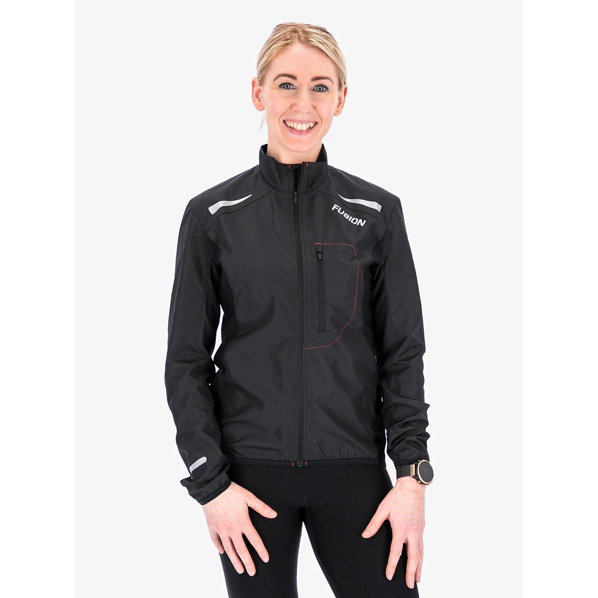 Fusion Womens S1 Jacket Женская беговая куртка, ветрозащитная, водоотталкивающая, черный - фото