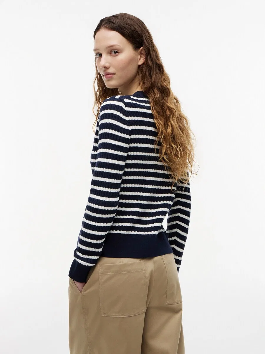 Вязаный кардиган TOMMY HILFIGER "Mini Cable" темно-синего цвета — фото 4