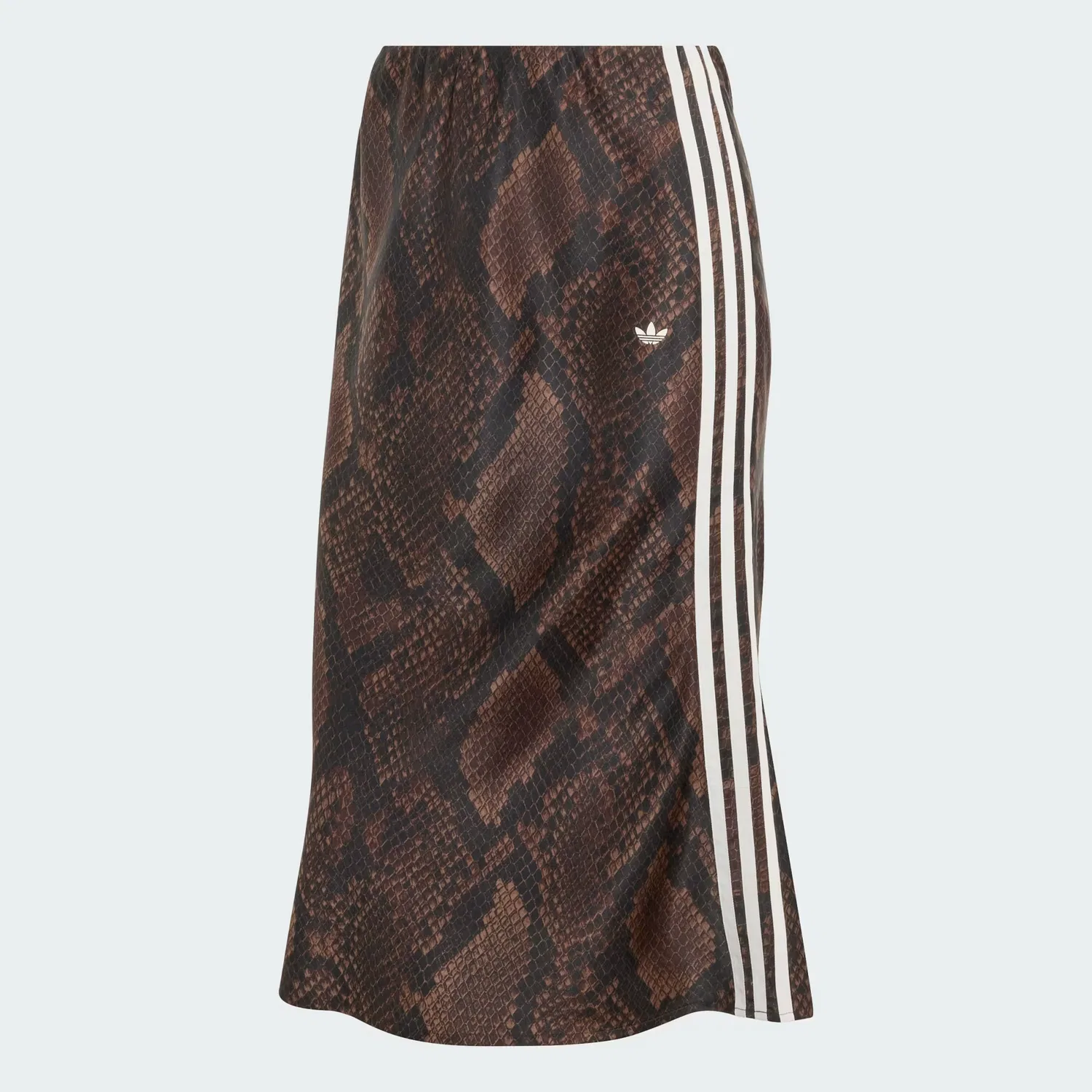 Женская юбка из атласа с принтом змеиной кожи Snake Print Satin Skirt Adidas Originals, Earth Strata/Aurora Coffee — фото 4