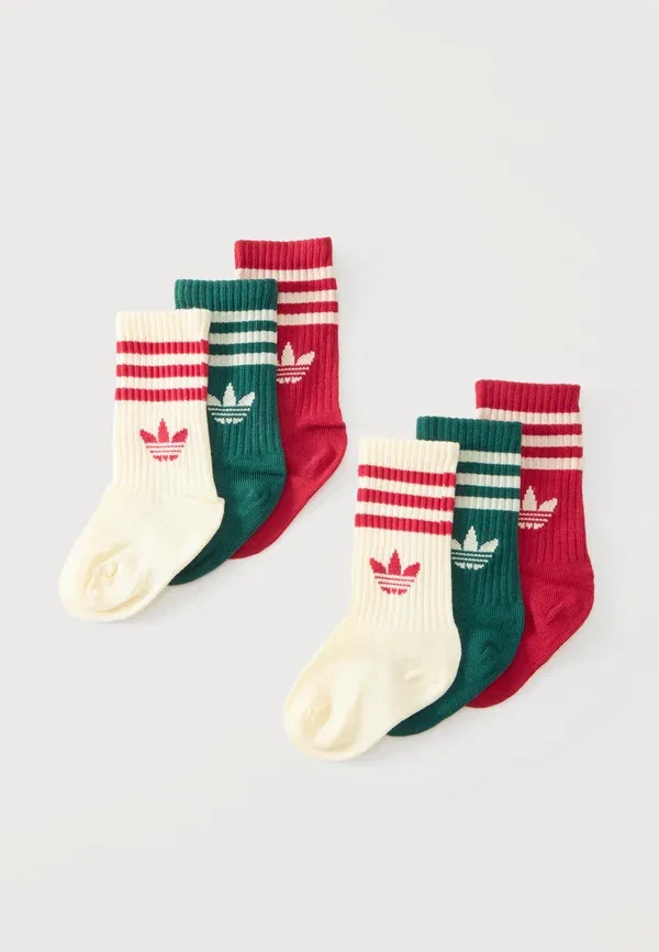 Комплект из 6 пар носков Crew унисекс Adidas Originals, темно-зеленый/бордовый/бежевый