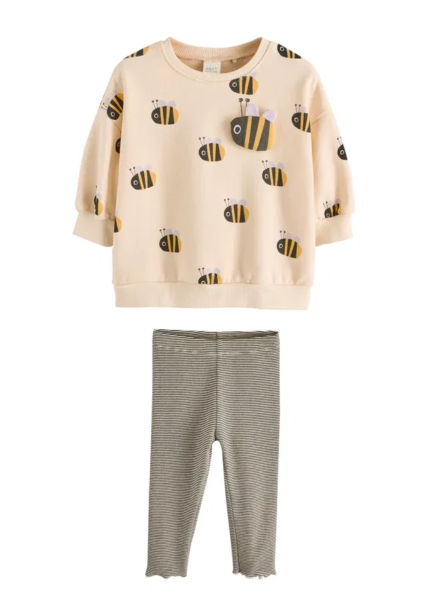Комплект из свитшота и брюк с принтом Animal Set Next, cream stripe bee