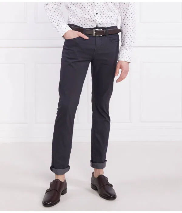 Мужские классические брюки slim fit из смесового хлопка Delaware BOSS, Blu Marino — фото 3