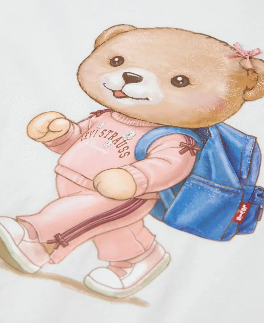 Комплект из футболки с принтом и брюк-клеш, Bear Short-Sleeve T-Shirt and Flared Pants Levi's, White/Blue — фото 3