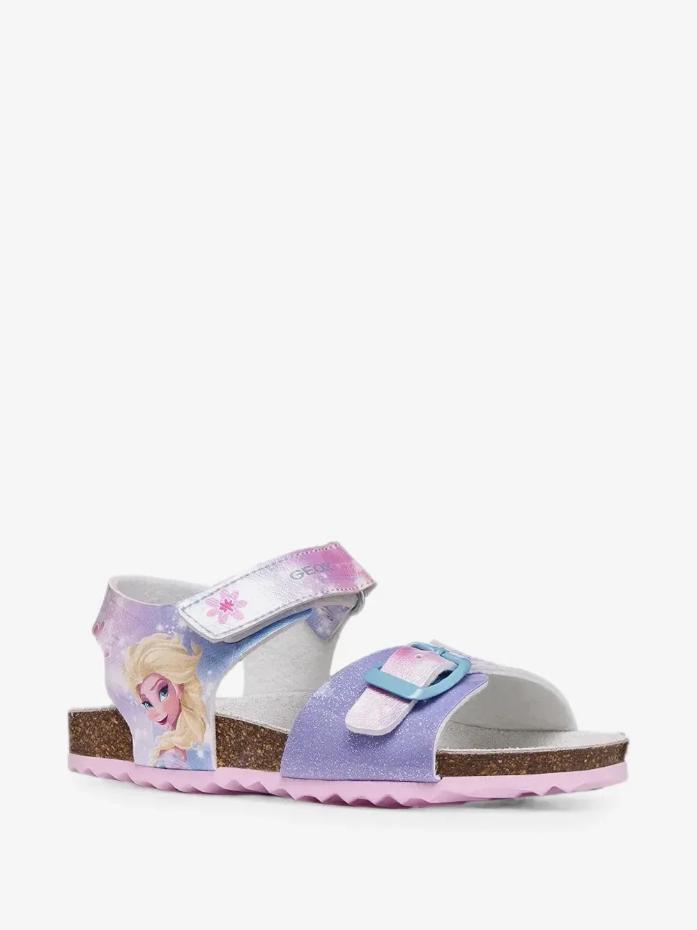 Сандалии Geox Kids X Disney Adriel на липучке с эффектом блеска, фиолетовый