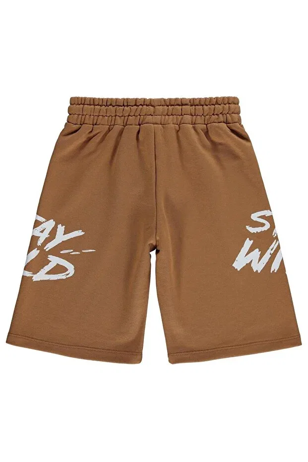 Детские шорты для мальчиков с принтом Stay Wild Printed Capri Civil Boys, Brown — фото 2