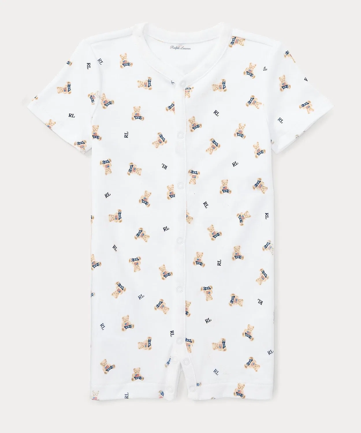 Детский хлопковый боди-комбинезон Polo Bear POLO RALPH LAUREN CHILDRENSWEAR, Белый