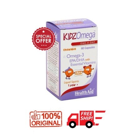 

Kidzomega 60 жевательных капсул Epa/Dha Orange для детей от 1 года, Health Aid