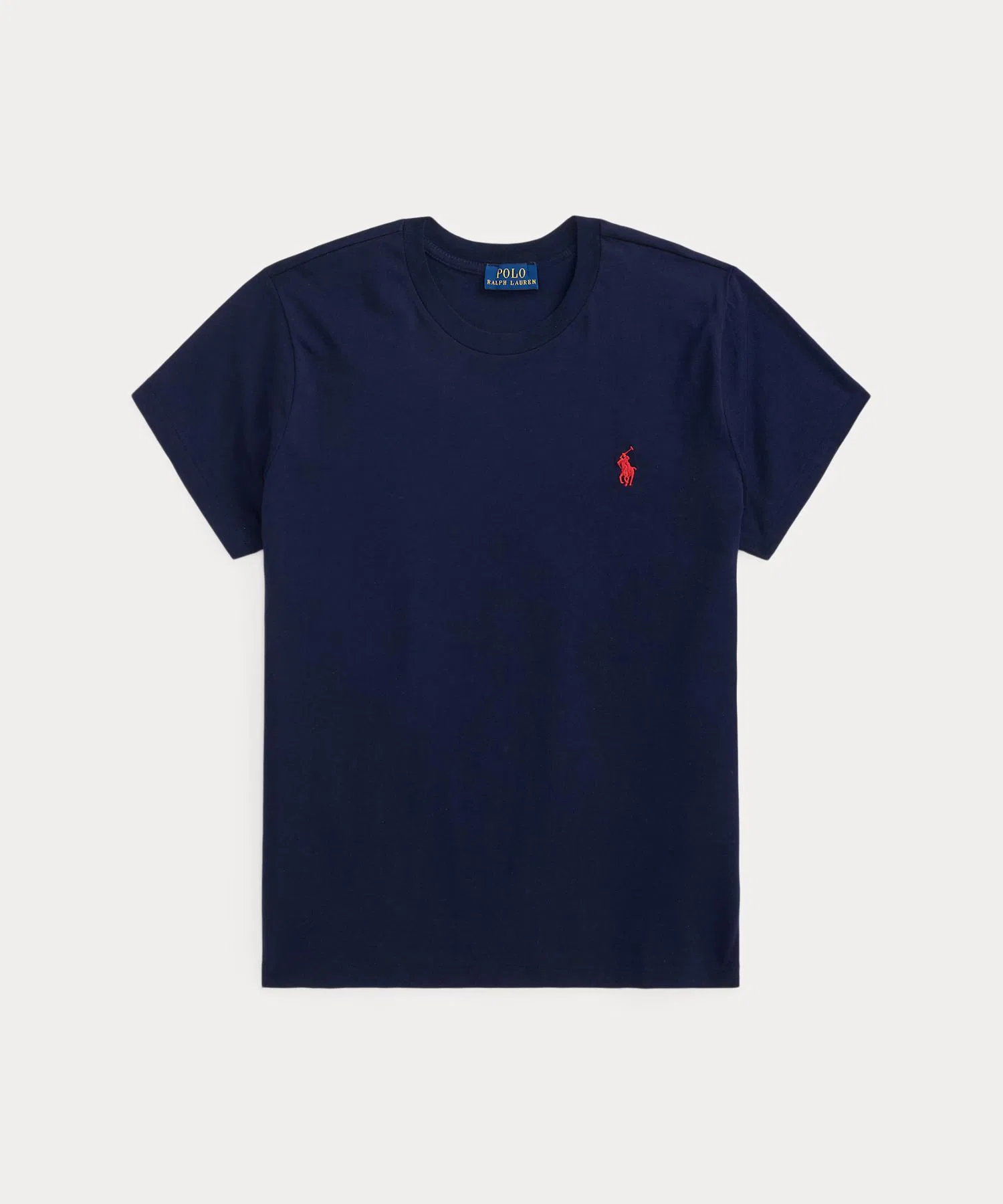 Женская футболка Polo Ralph Lauren из хлопка, классический крой, тёмно-синяя — фото 2