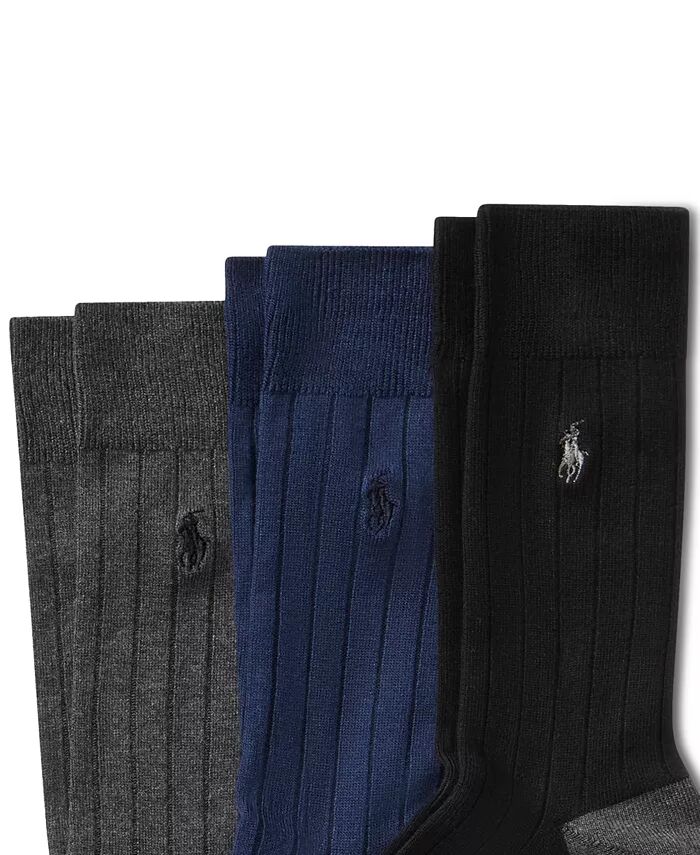 Мужские носки Soft Touch Rib Dress Socks, 3 пары Polo Ralph Lauren, мультиколор — фото 2