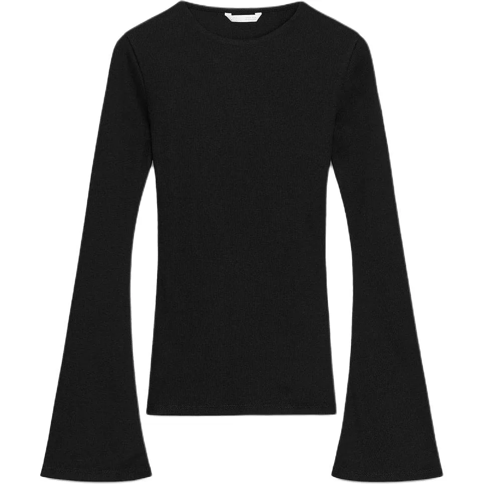 Женская футболка с расклешенным рукавом Black ZARA, Черный