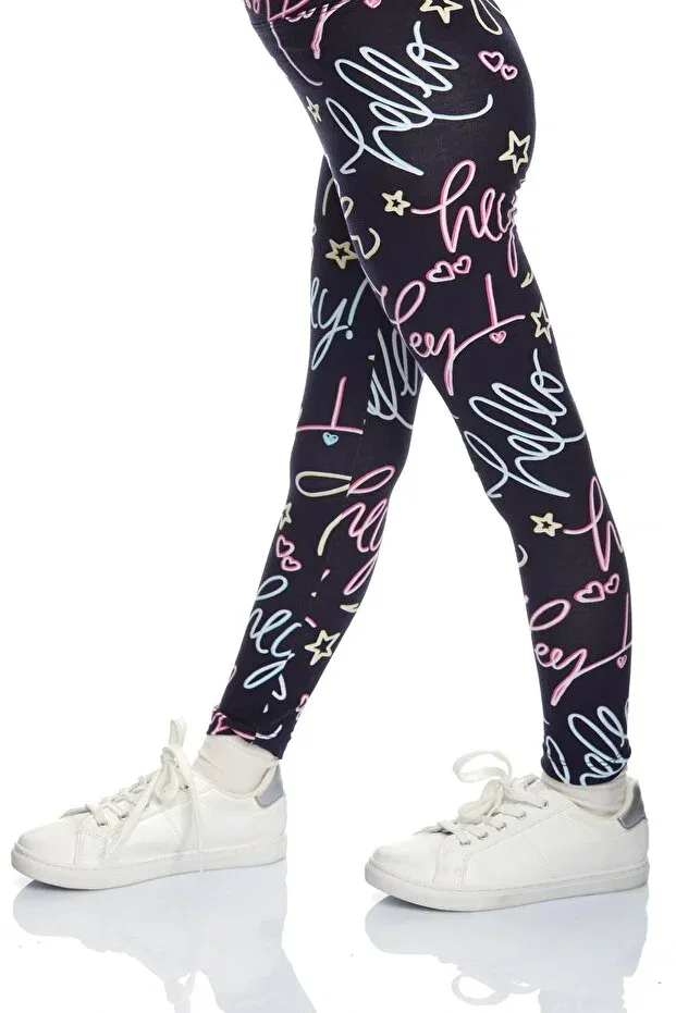 Детские леггинсы для девочек с принтом Hey dude girl's patterned summer leggings Lovetti, Patterned — фото 2