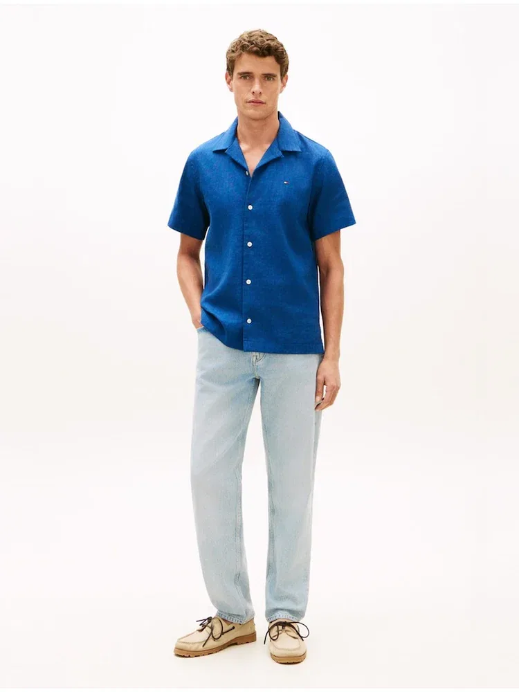 Рубашка с коротким рукавом из льна, Regula fit TOMMY HILFIGER, Royal Blue — фото 2