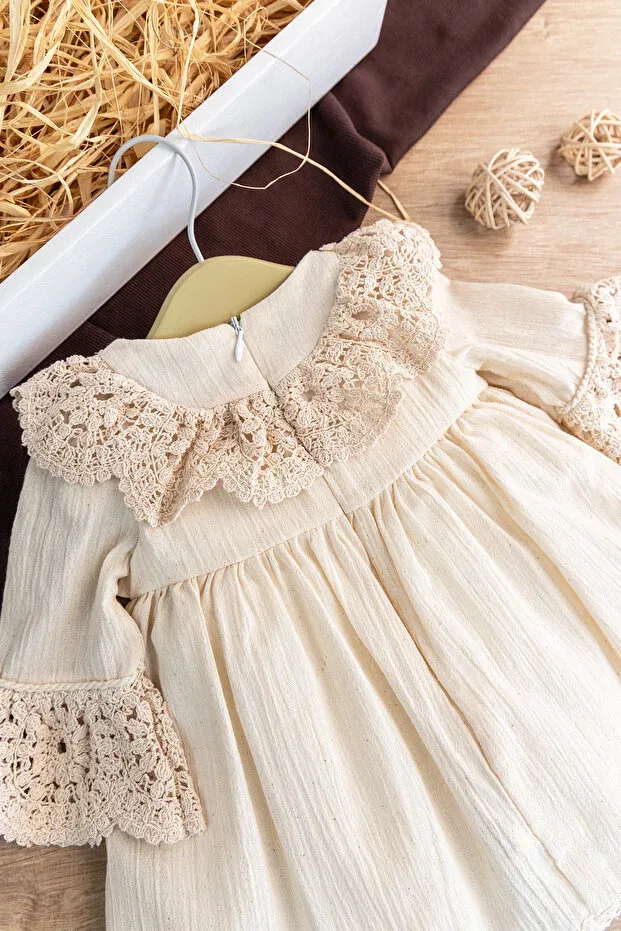 Детское платье для девочек кружевное Babymod, Cream — фото 3