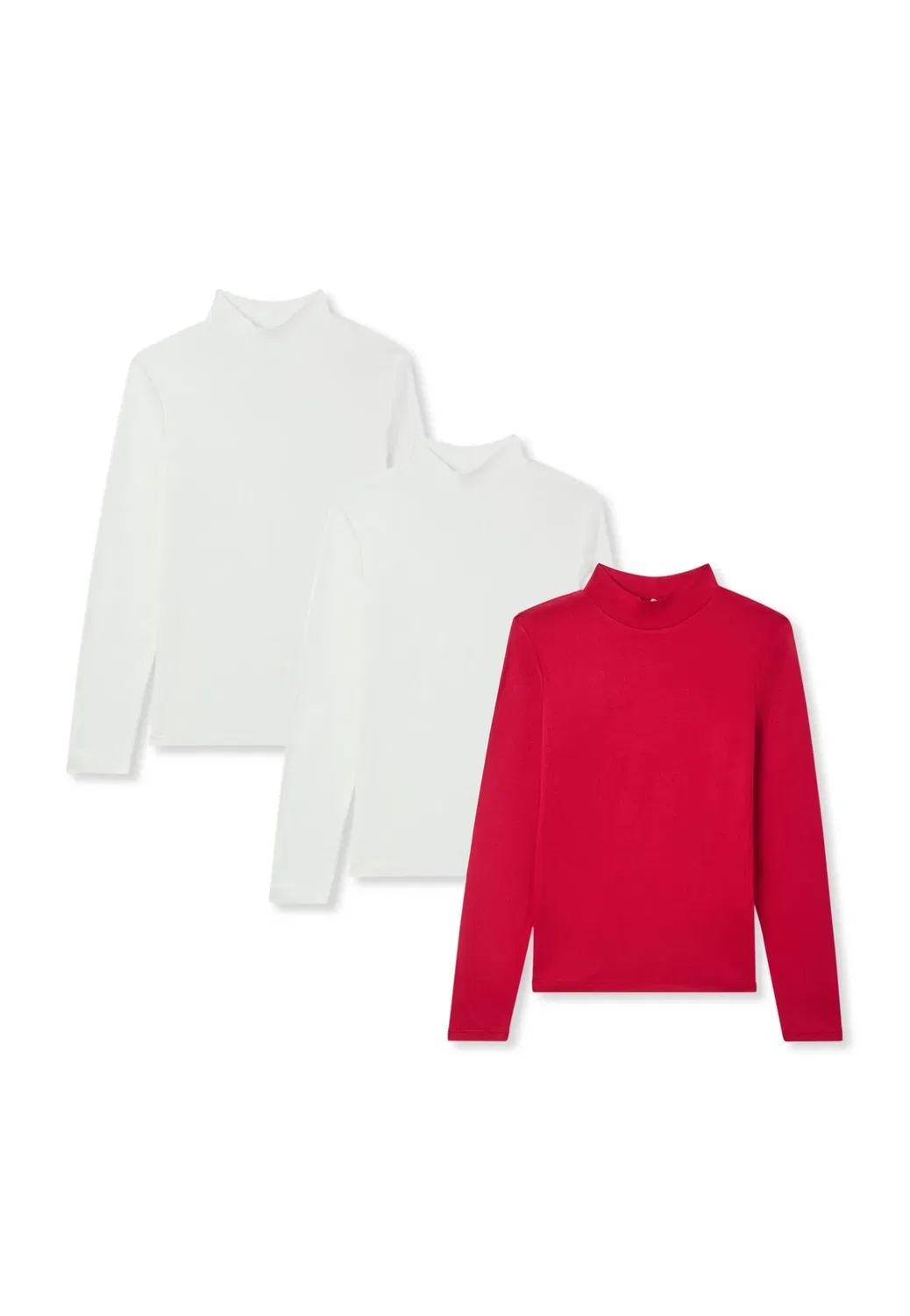 Pack 3 maglie lupetto atinta unita - топ с длинными рукавами Terranova, X Rosso X Bianco — фото 4