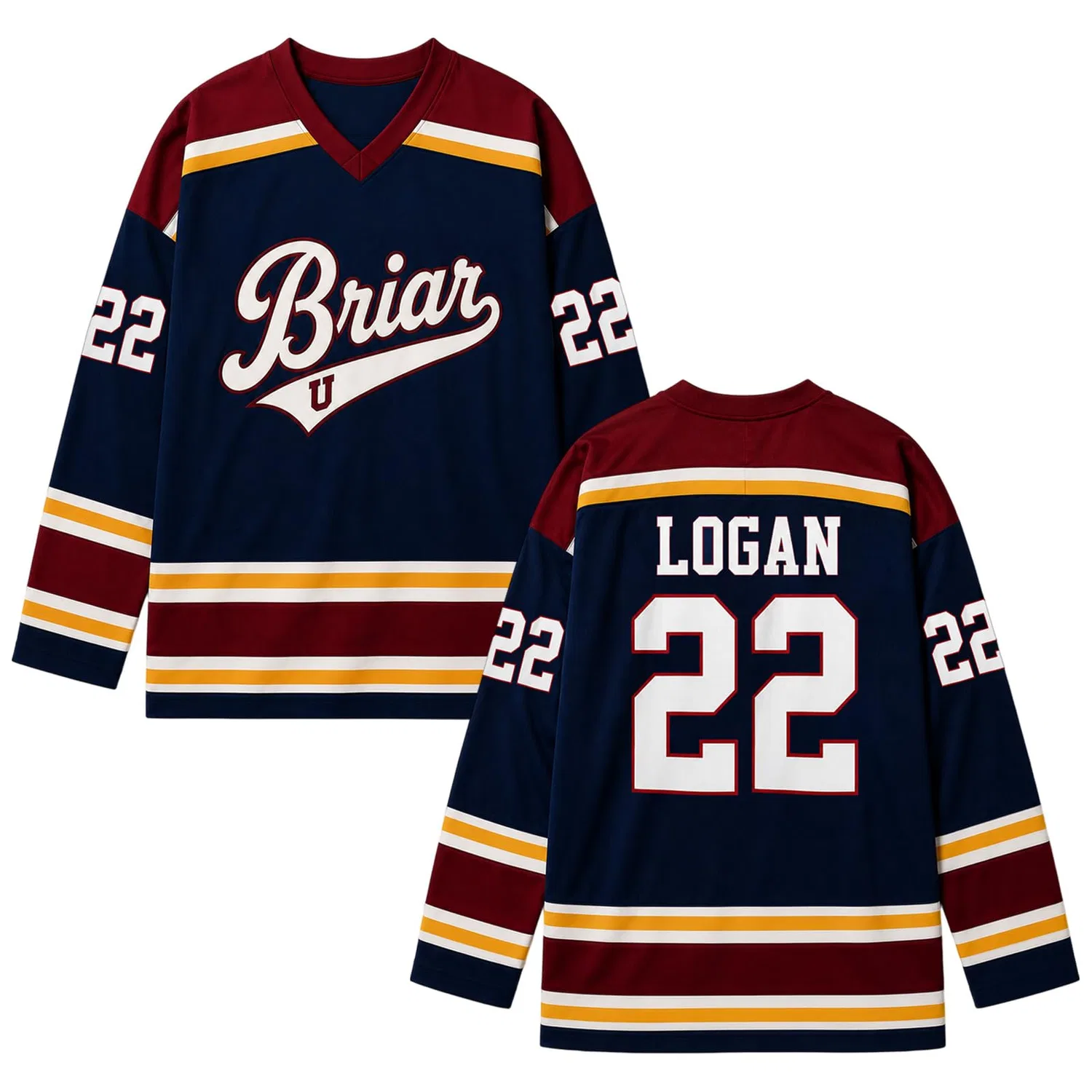 Мужская футболка с длинным рукавом с принтом Campus Briar U Hockey Jersey Graham 44 & Logan 22 & Tucker 46 & Laurentis 66, C17