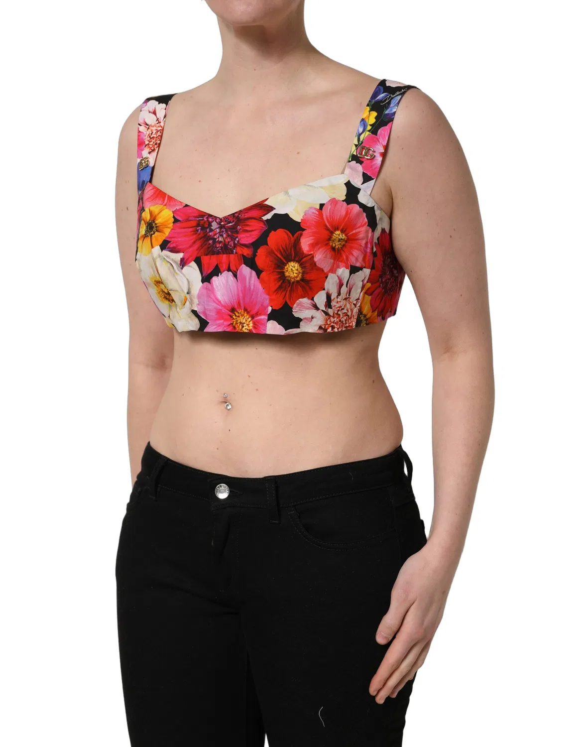 Женский топ-бандо с цветочным принтом Cropped Bustier Tank Dolce & Gabbana, Multicolor — фото 3