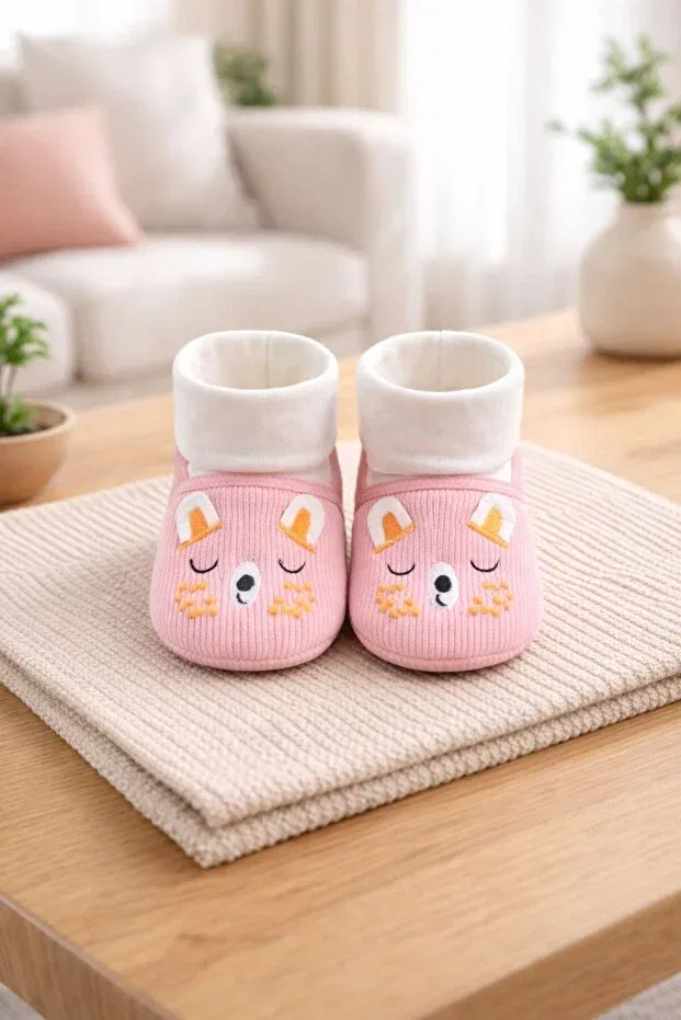 Детские тапочки-носочки для новорожденных с принтом Numix Baby Kids, Pink — фото 4