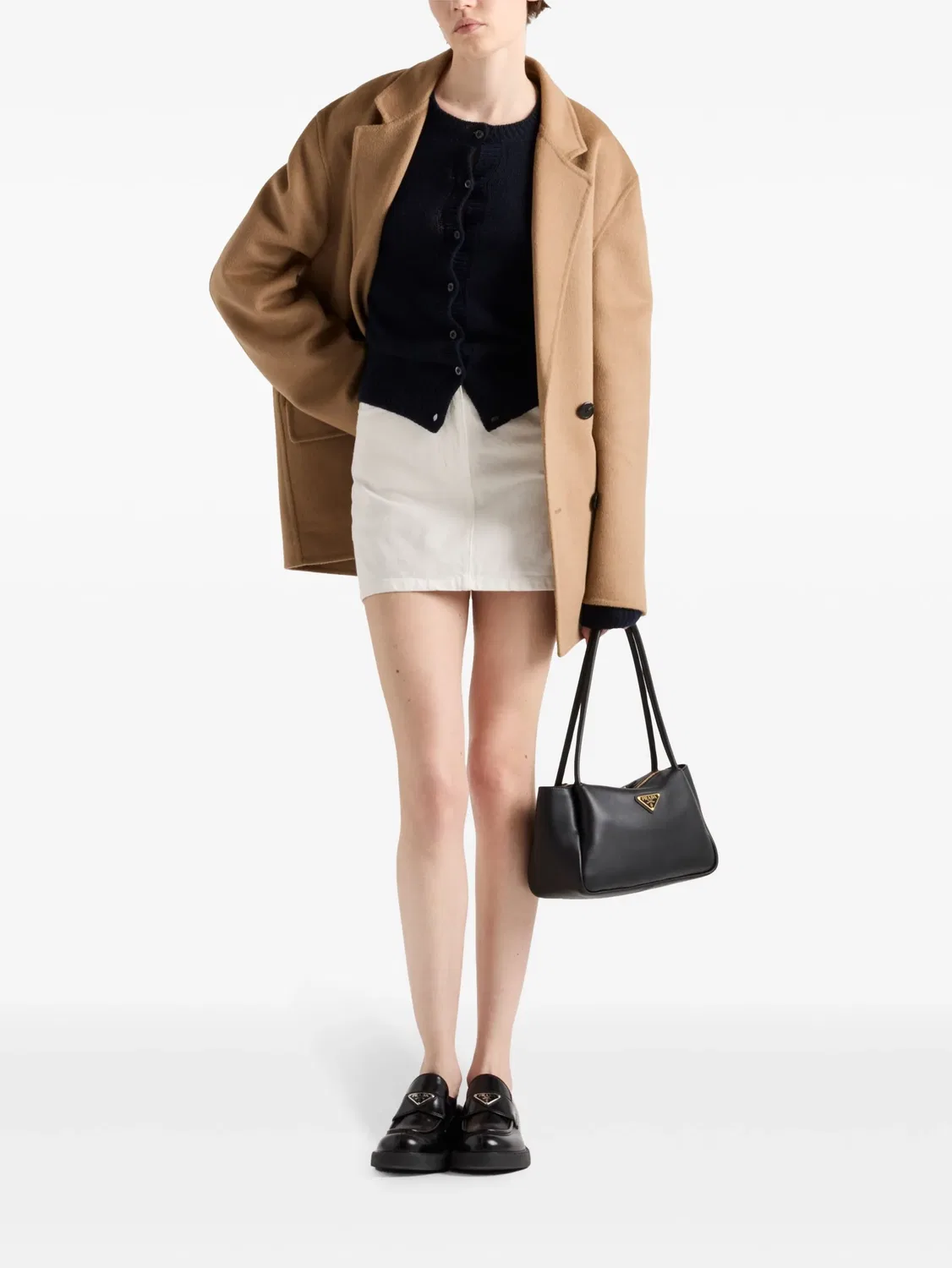 Мини-юбка из денима Prada, белый — фото 4