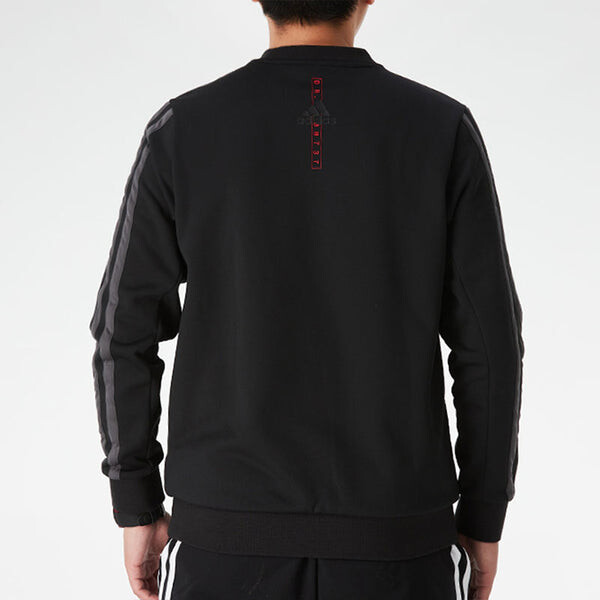 Толстовка adidas Rose Crew Printing Fleece Lined Stay Warm Sports Round Neck Pullover Black, черный — фото 4