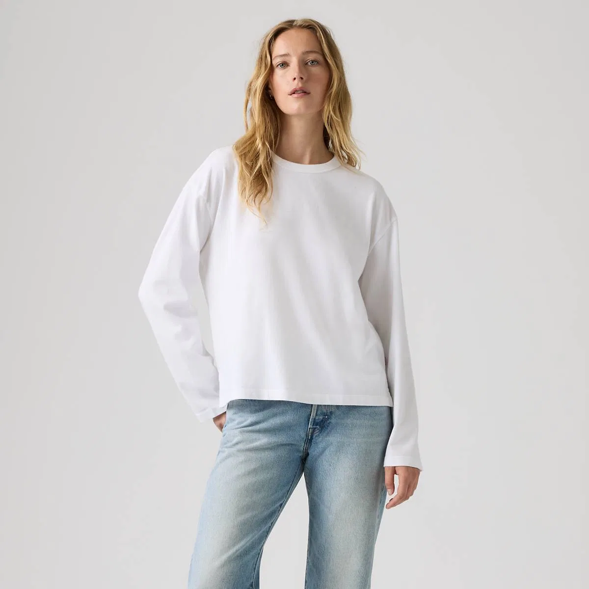 Винтажная футболка с длинными рукавами Levi's, Bright White - White — фото 3