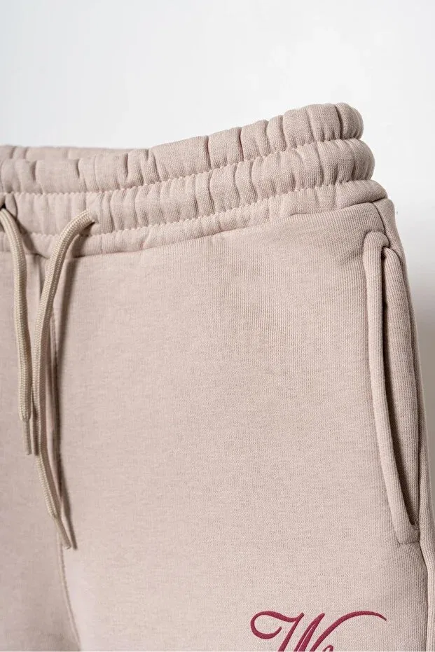 Детские спортивные штаны для девочек с принтом Mışıl Kids, Light Beige — фото 3