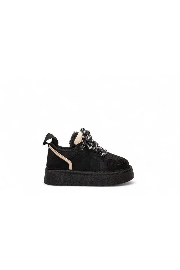 Детские ботинки для девочек на шнуровке Zeva Collection, Black — фото 2
