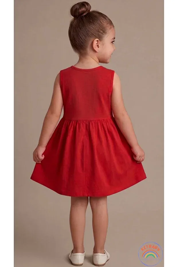 Детское платье для девочек с принтом Ice Cream Pattern Ketbaby, Red — фото 4