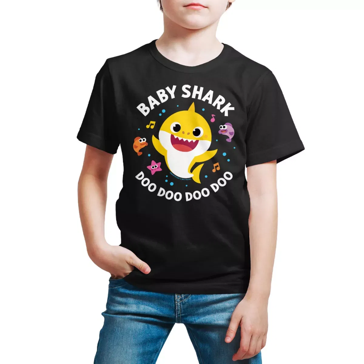 Детская футболка с принтом Baby Shark Doo Doo Doo Doo Baby Shark, Heather Blue
