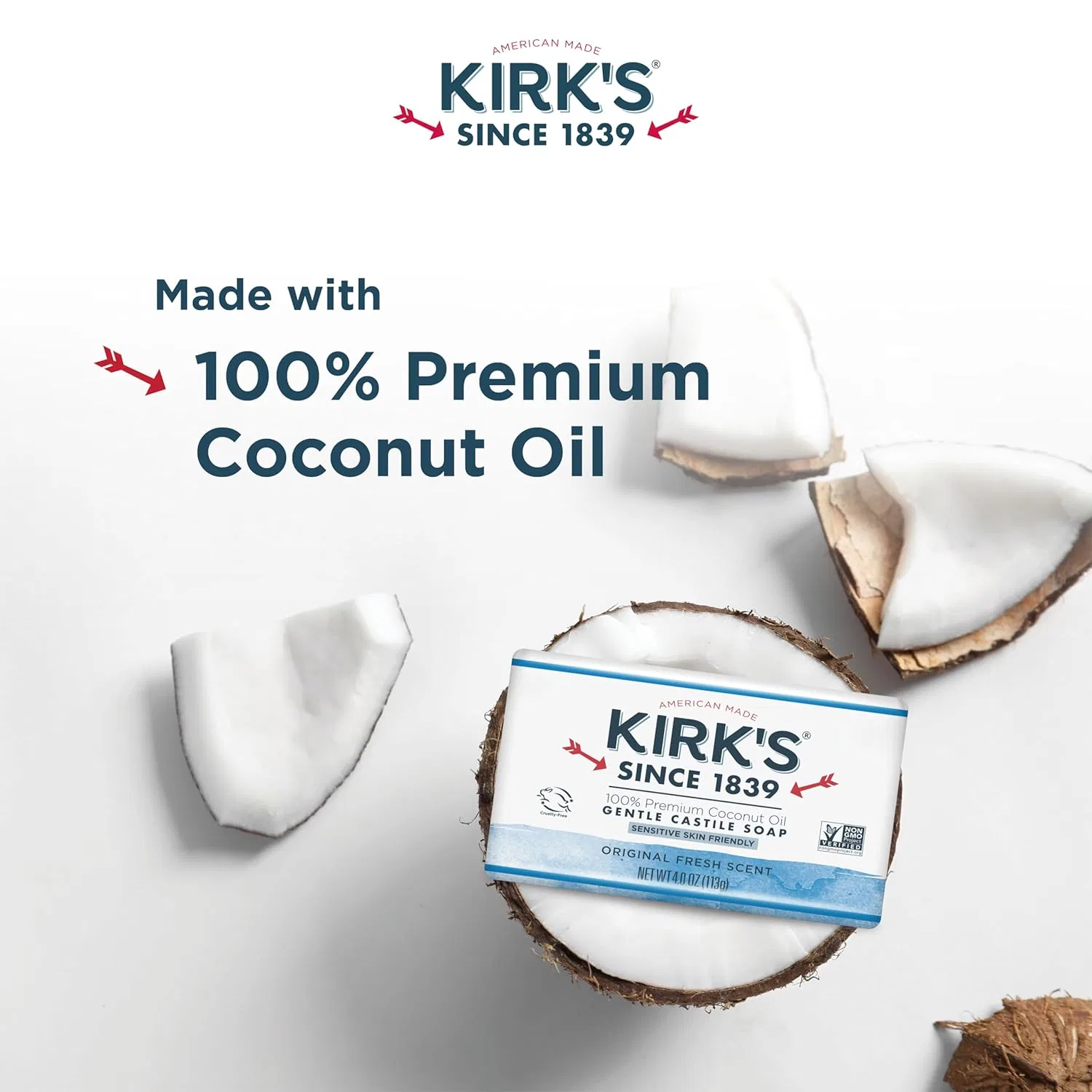 Мыло твердое Kirk's Original Coco Castile, 3 шт, Coconut — фото 3