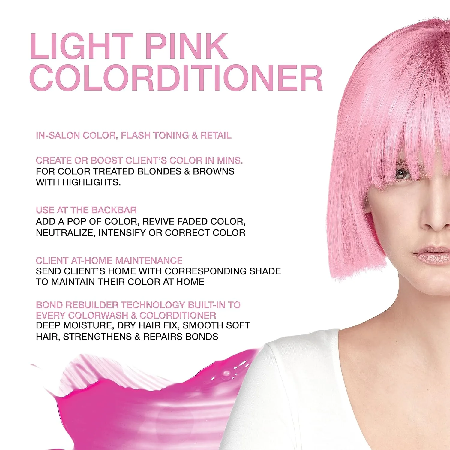 Кондиционер для волос Celeb Luxury Color Depositing Conditioner - средство для обновления цвета с компонентами Bondfix Bond Rebuilder, Viral и Gem Lites, подходит для использования с Colorwash., Light Pink — фото 2