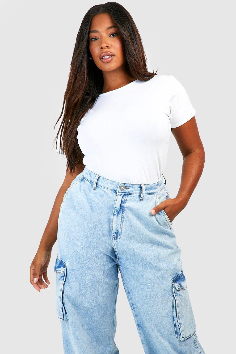 

Хлопковая приталенная футболка Plus boohoo, белый