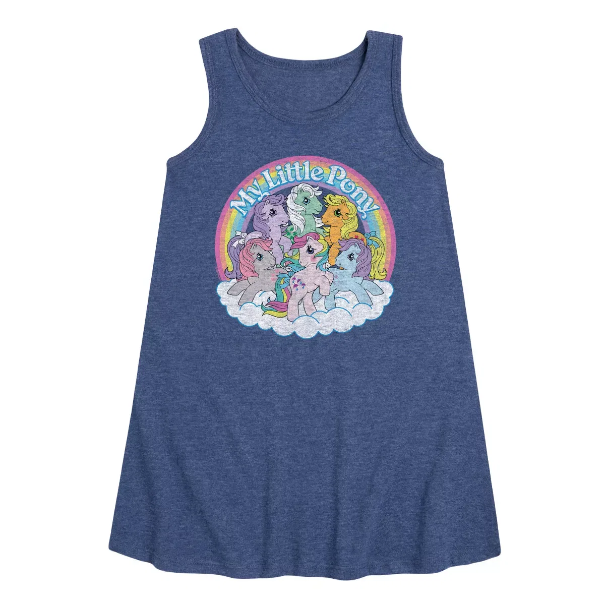 Детское платье-трапеция для девочек без рукавов My Little Pony Retro Group, Heather Navy