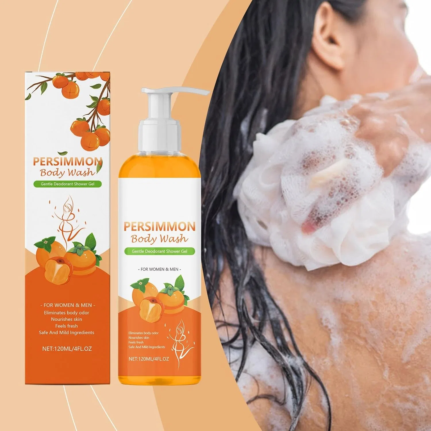 Гель для душа Persimmon Body Wash Тщательное очищение, Увлажнение, RadiantRe, 2 шт. по 120 мл — фото 2