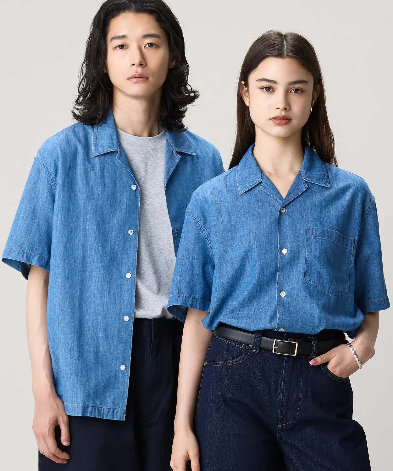 Мужская рубашка из денима с открытым воротником Oversize LACOSTE, Light Blue — фото 3