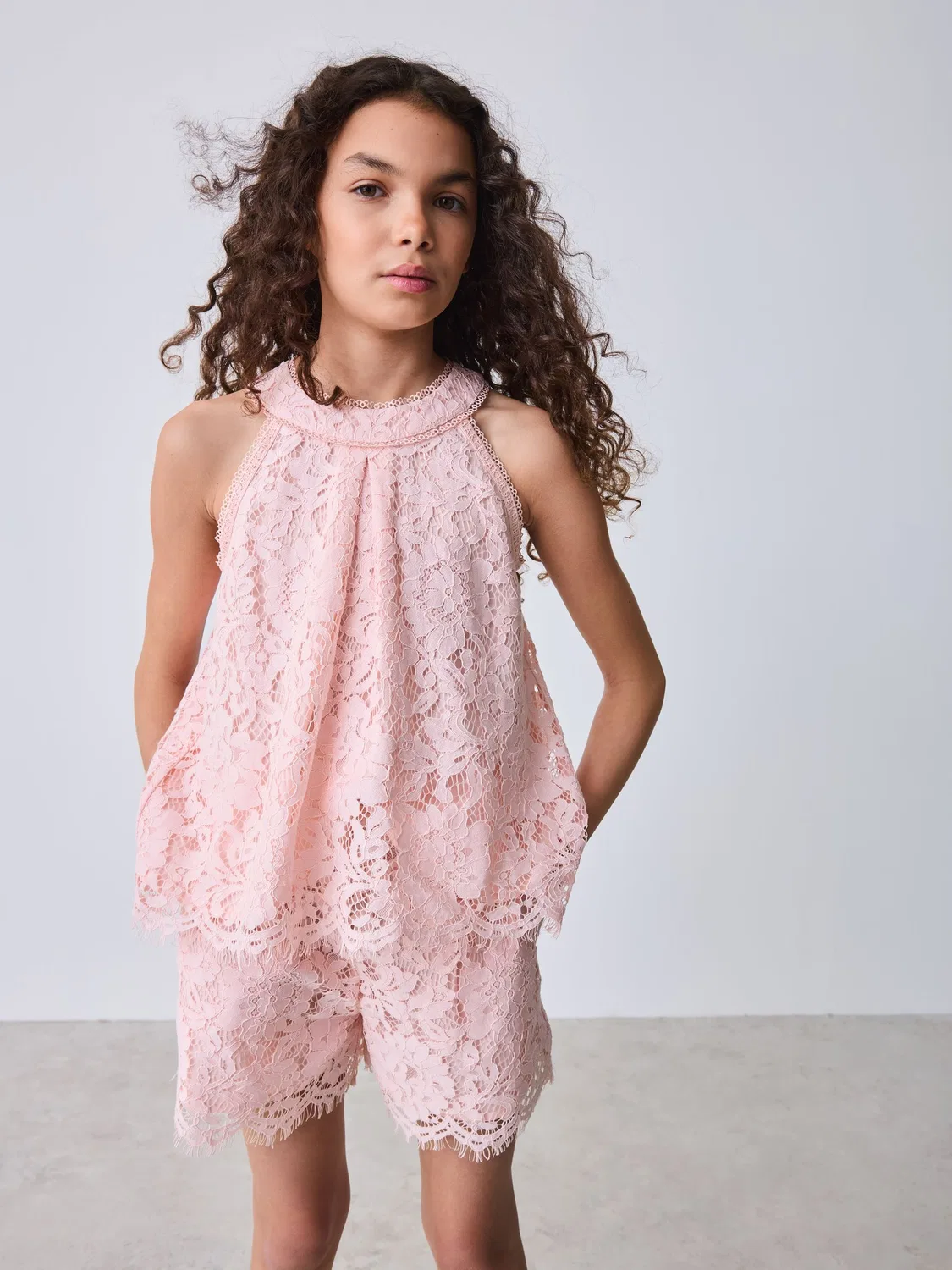 Комплект из кружевного топа и шорт Baker by Ted Baker, кораллово-розовый
