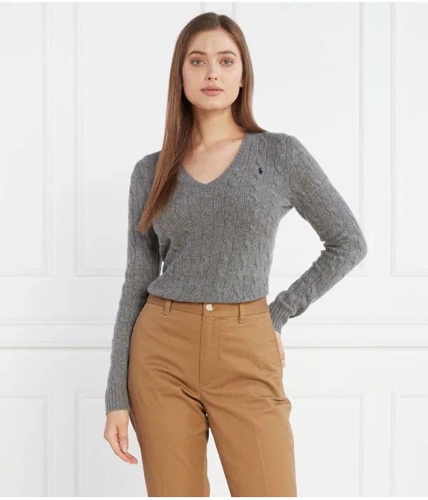 Женский свитер из шерсти с кашемиром Polo Ralph Lauren, серый — фото 3