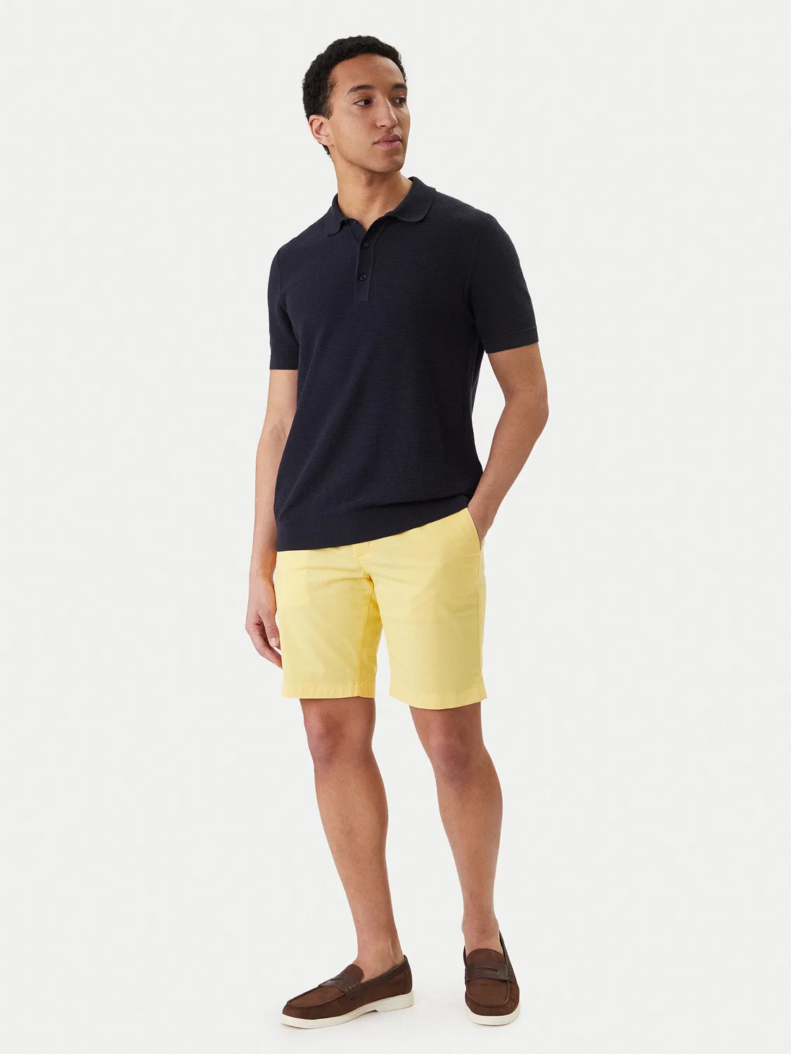 Мужские шорты из ткани приталенного кроя Denton Tommy Hilfiger, желтый — фото 2