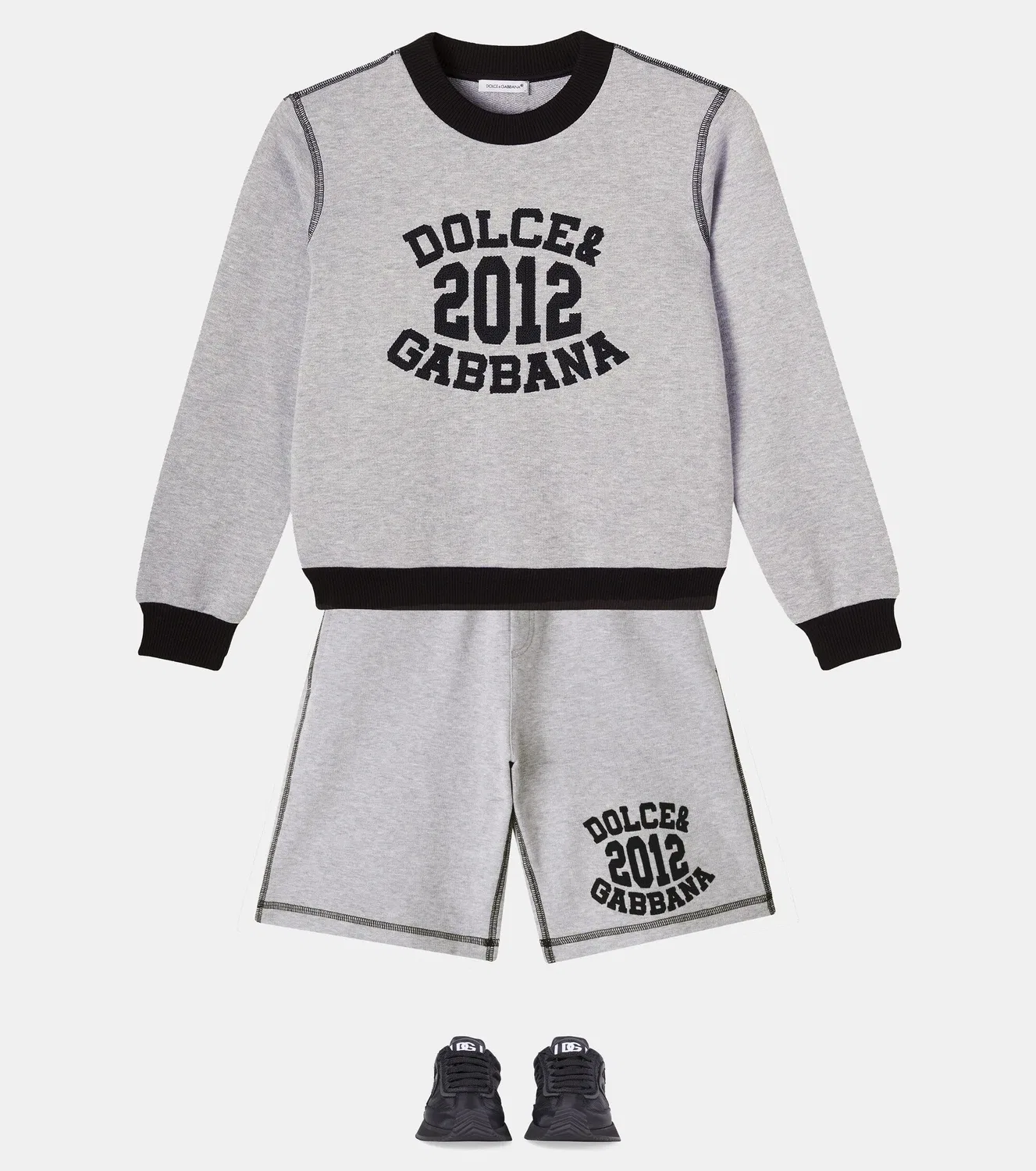 Шорты хлопковые с логотипом Dolce&Gabbana Kids, серый — фото 2