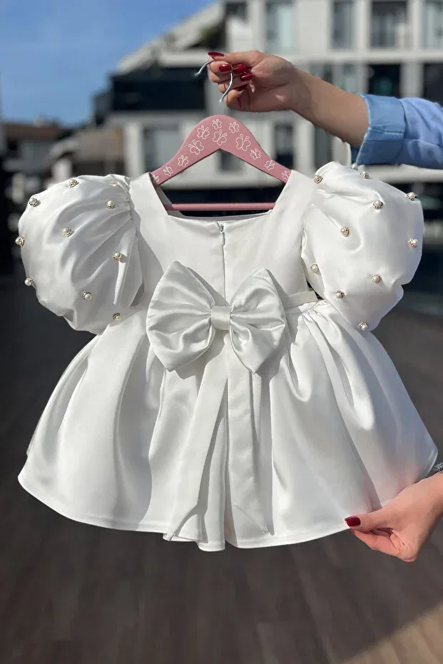 Детское платье для девочек с пышной юбкой Bertuğ Bebek, Off-White — фото 3