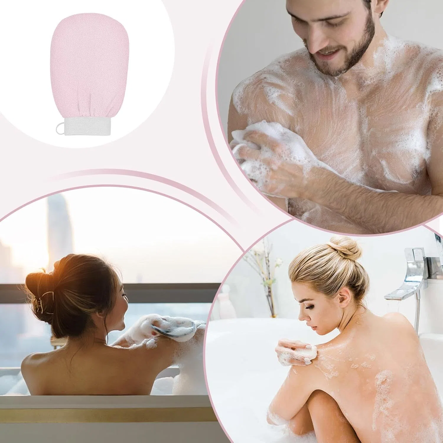 Эксфолиирующие перчатки из вискозного волокна, Povanjer Pink — фото 4